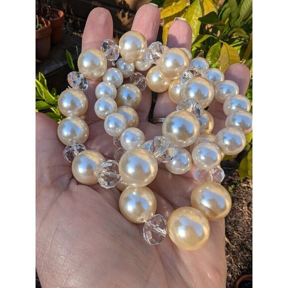 Vintage Faux Pearl Bracelet Stack, 3 Pearly Stretch Bracelets - Picture 1 of 10